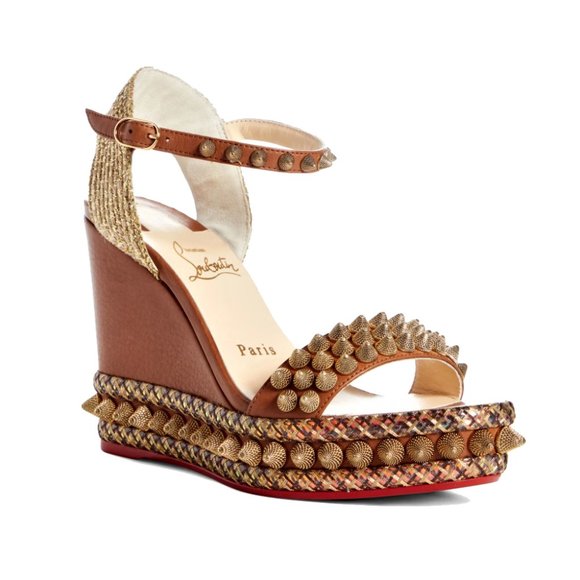 christian louboutin studded wedges